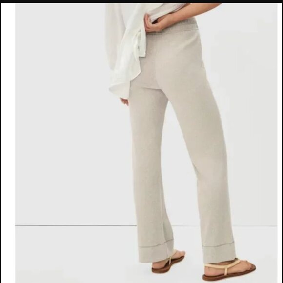 Everlane The Ribbed Flare Pant Heathered Oat Beige Medium Wide Leg - Picture 2 of 10